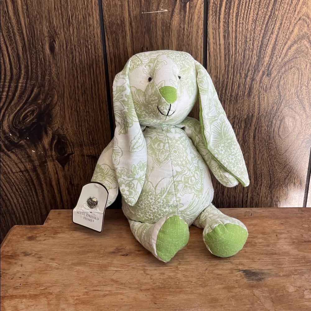 Green Floral Plush Bunny